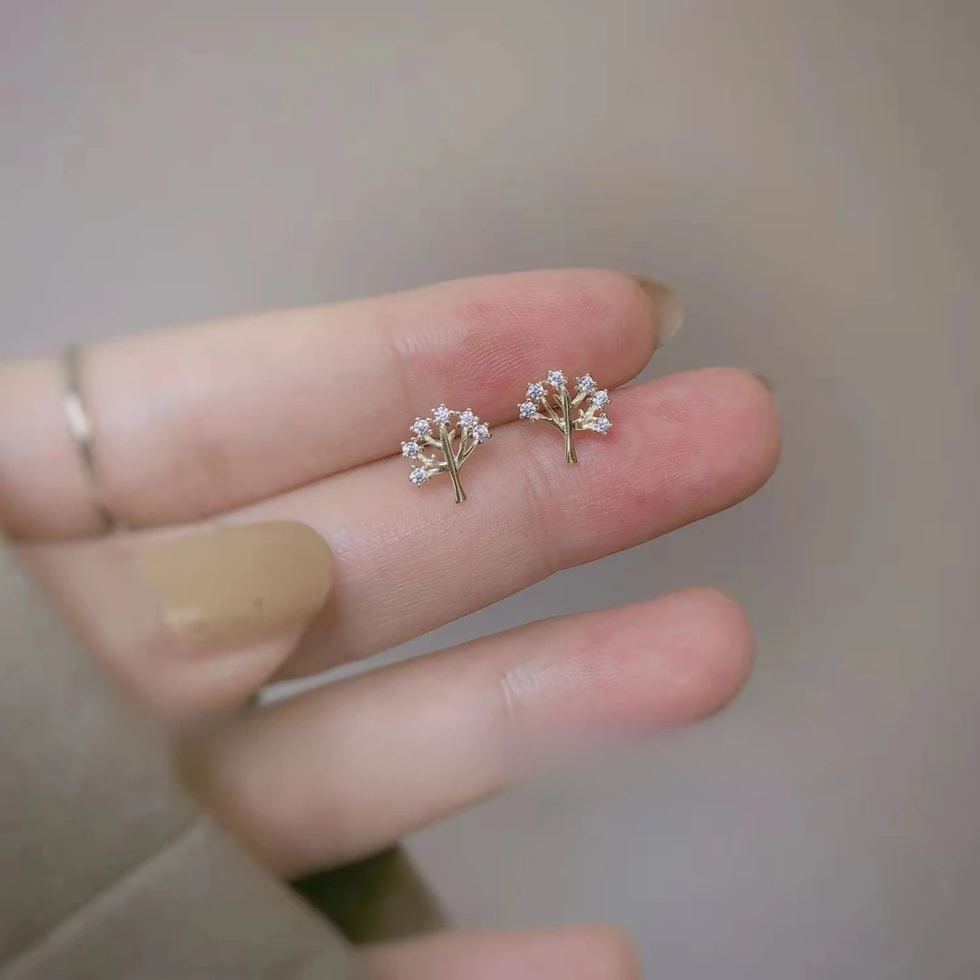 银针生命树闪闪惹人爱 耳钉锆石可爱学生养耳植物简约百搭