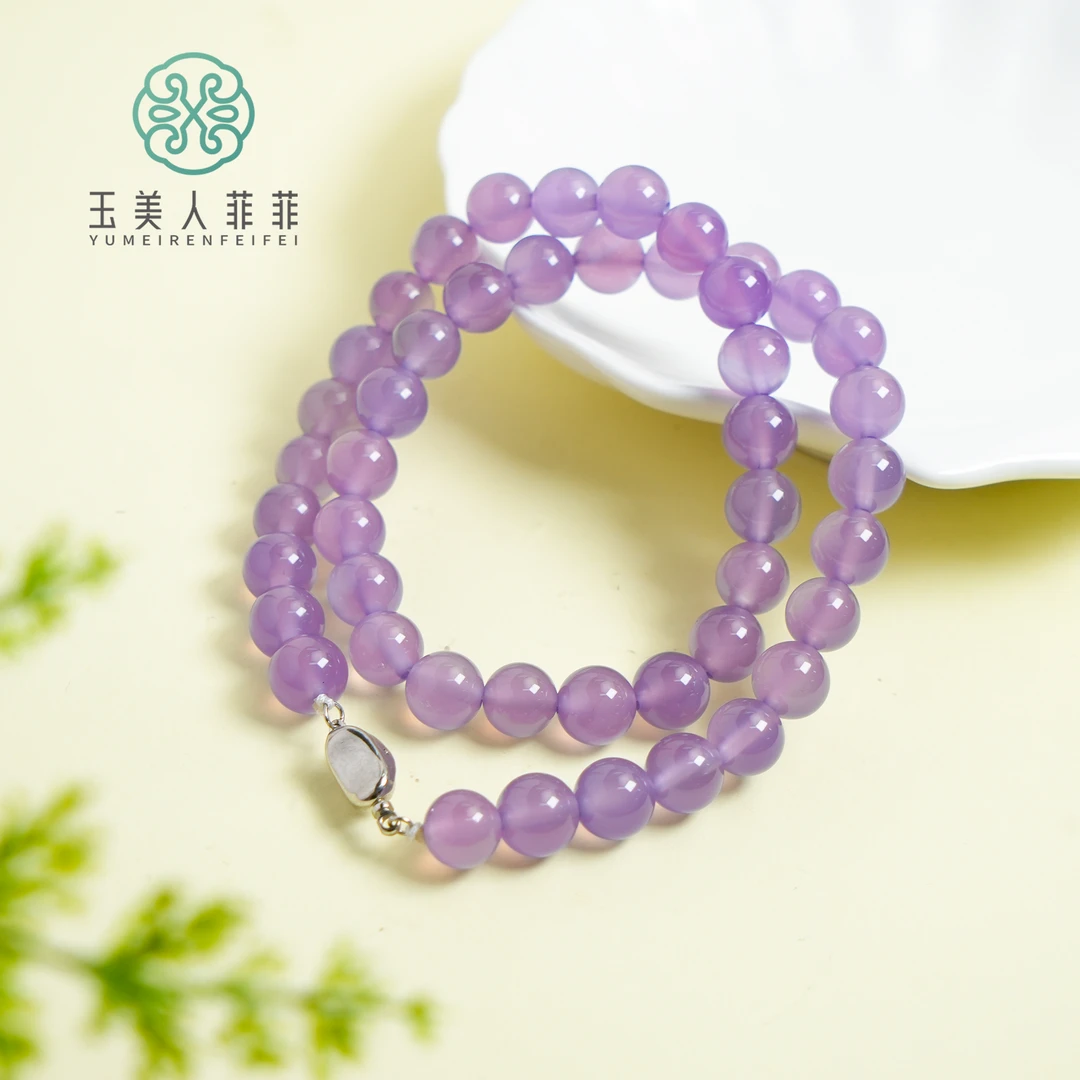 玉美人菲菲~紫玉髓圆珠约10mm项链