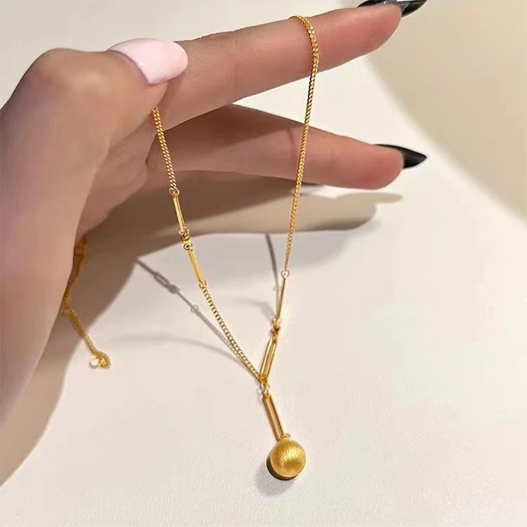 足金999 5G工艺有求必应套链黄金轻奢时尚百搭小众简约光珠女款