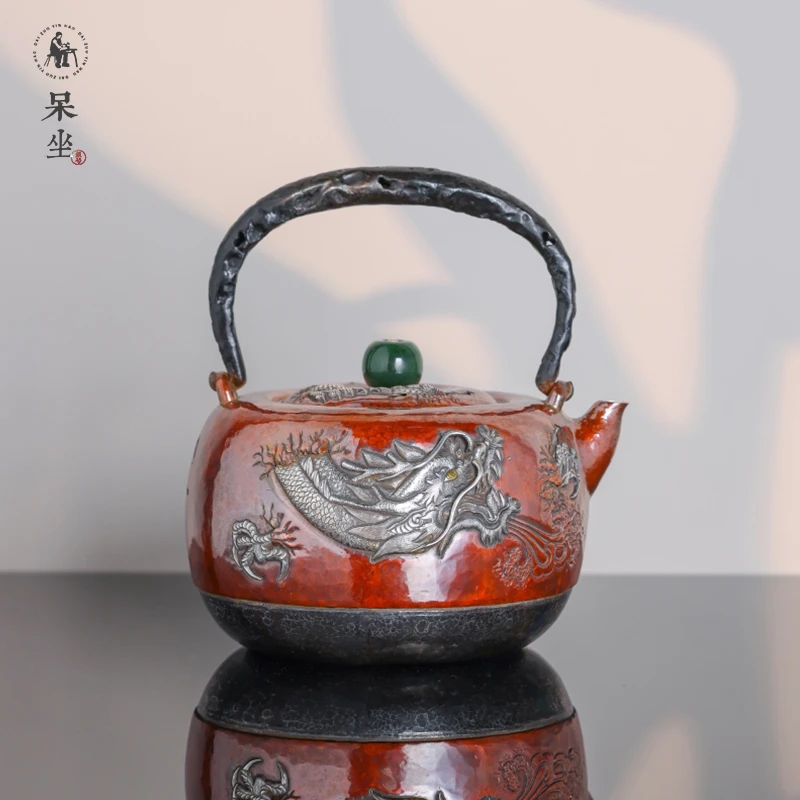 「呆坐」锔钉铜包银斗破苍穹圆融壶