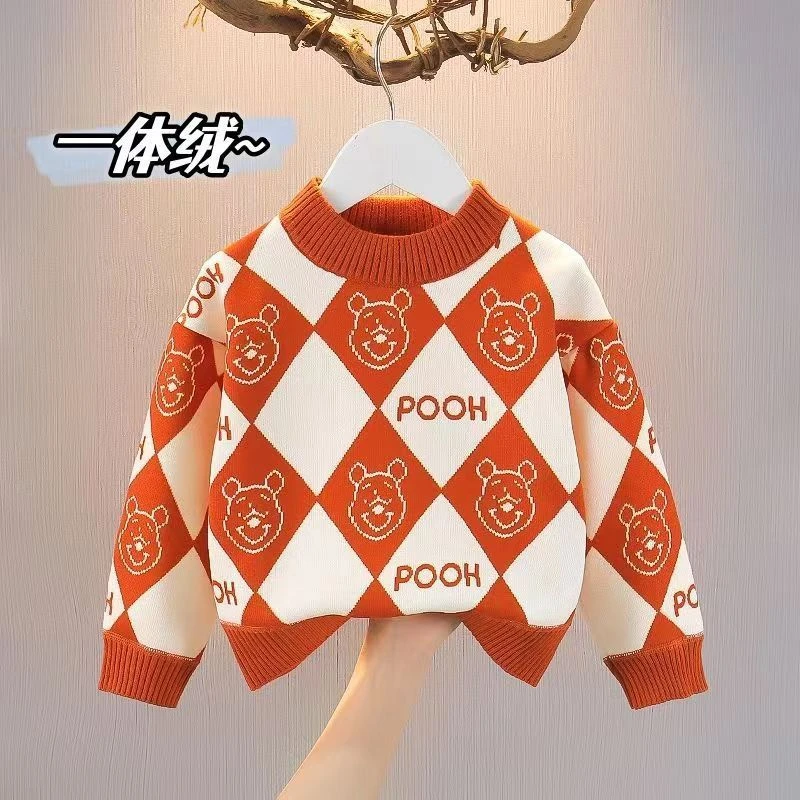 【小扬哥推荐】男童一体绒毛衣长袖儿童女孩圆领加厚儿童针织打底