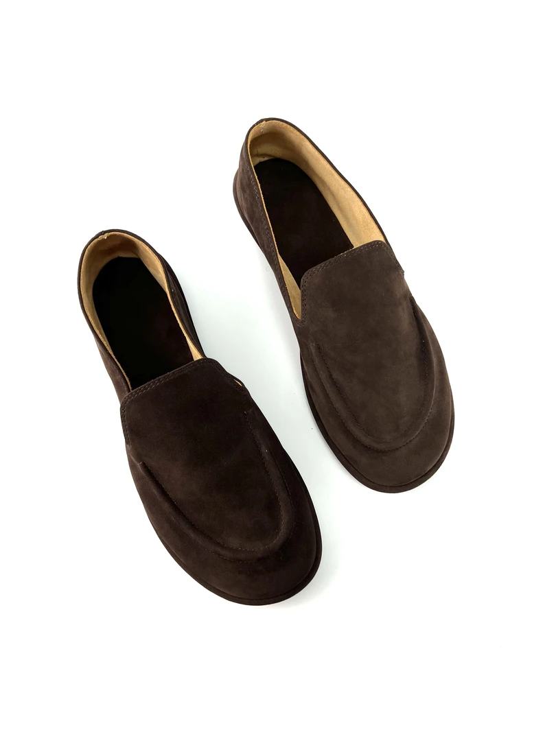 新款秋冬时尚皮鞋舒适平底爆款老钱风透气圆头软底网红乐福鞋女