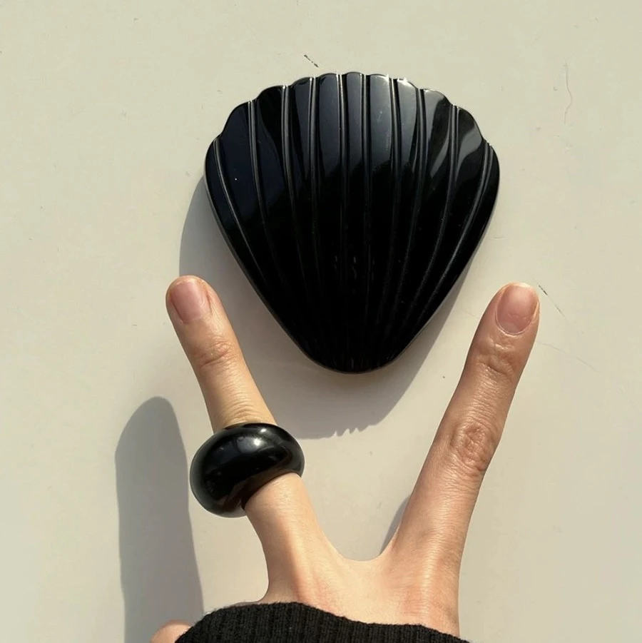 非金属布艺戒指 黑黑虎虎戒指简约复古大气气质24秋冬新款