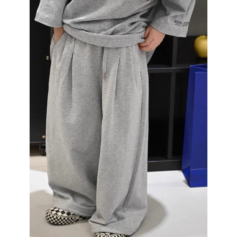 【裔kids】韩版儿童卫裤子百搭运动简约灰色抽绳卫裤7060