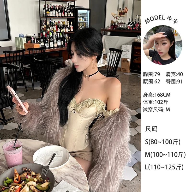 牛牛 【中古美学】法式复古收腰绑带蕾丝宫廷风鱼骨胸衣N24B3331