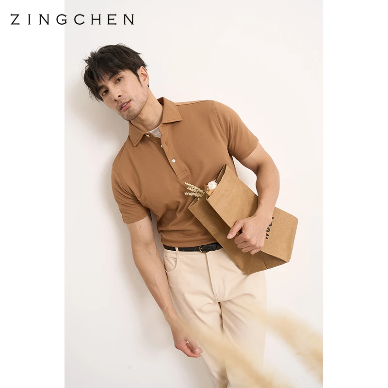 【抗皱弹力液氨棉】ZINGCHEN夏季珠地短袖polo衫 男士纯色翻领t恤