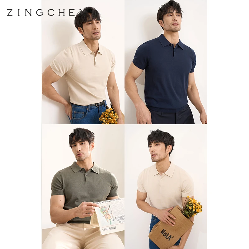 【超柔长绒棉】ZINGCHEN短袖polo衫男 夏季针织两扣休闲翻领t恤