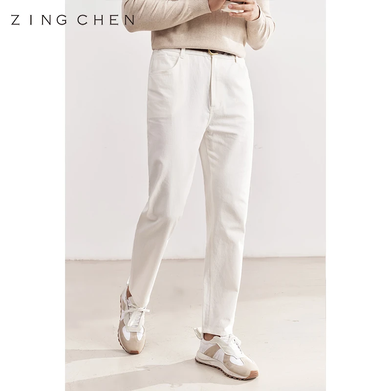 【自调节弹力腰】ZINGCHEN棉质丹宁五袋休闲裤男 意式水洗牛仔裤