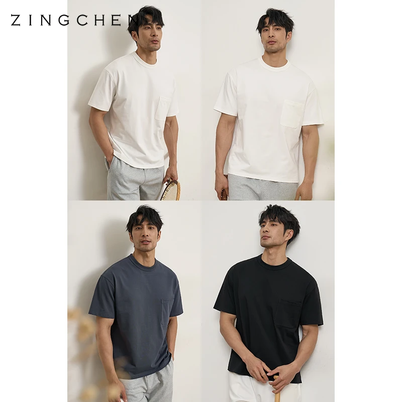 【休闲风穿搭】ZINGCHEN男士廓形口袋圆领短袖T恤 夏季百搭打底衫