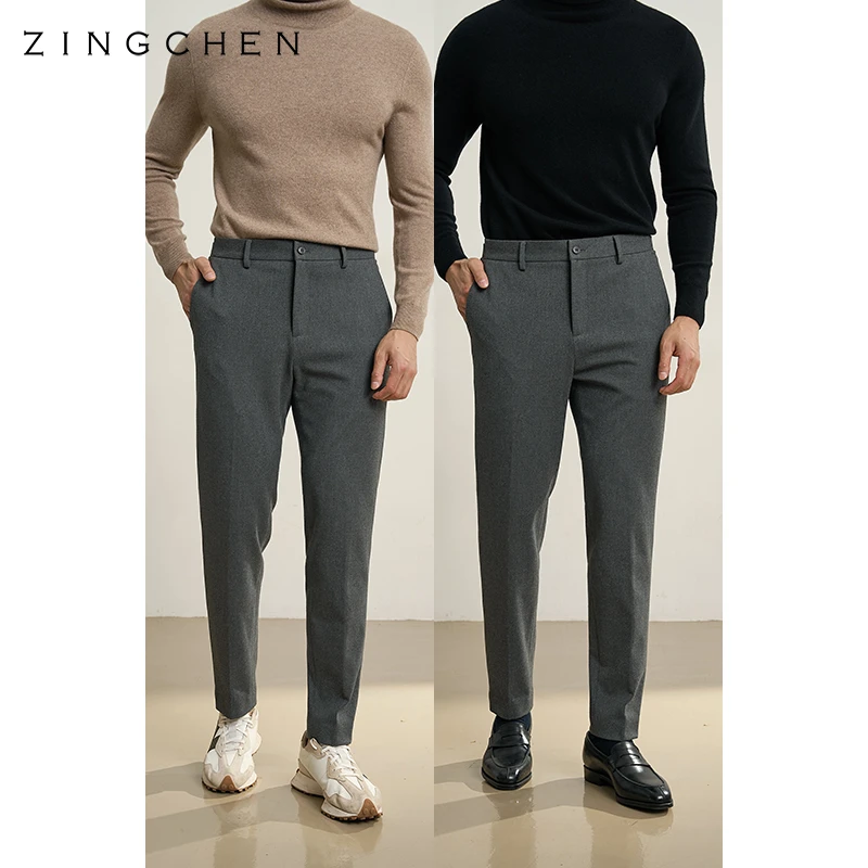【保暖法兰绒面料】ZINGCHEN秋冬弹力休闲长裤男 挺括抗皱西裤