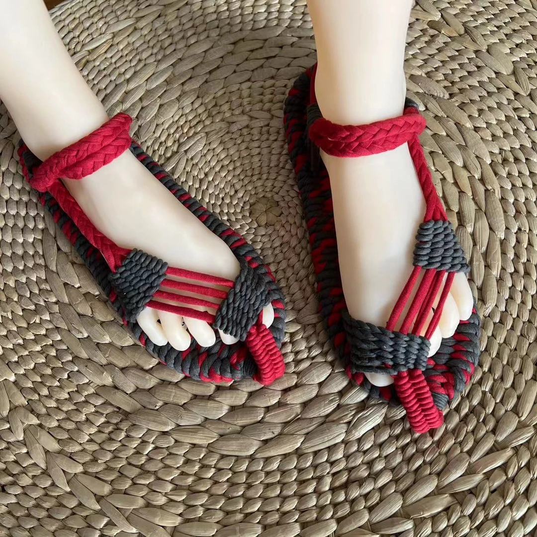 手工编织布草鞋外穿老式复古凉鞋乞丐鞋透气吸汗软底