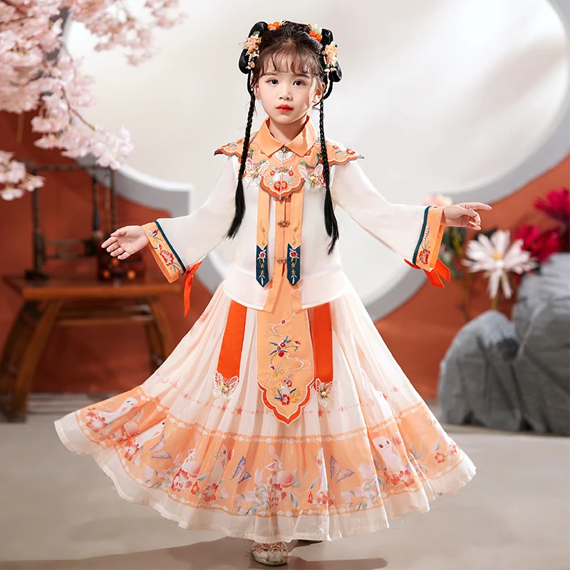 【粉丝专属】99140女童汉服新款儿童古装旗袍秋季女孩古风唐装女
