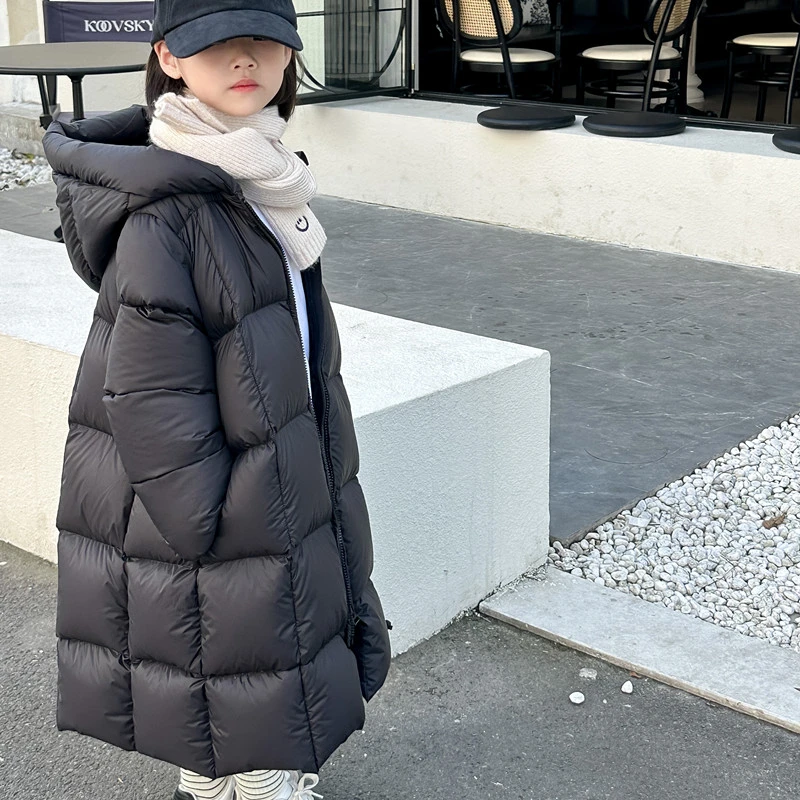 巴拉童年24新款女童羽绒服中长款宝宝过膝加厚洋气2024新款冬季