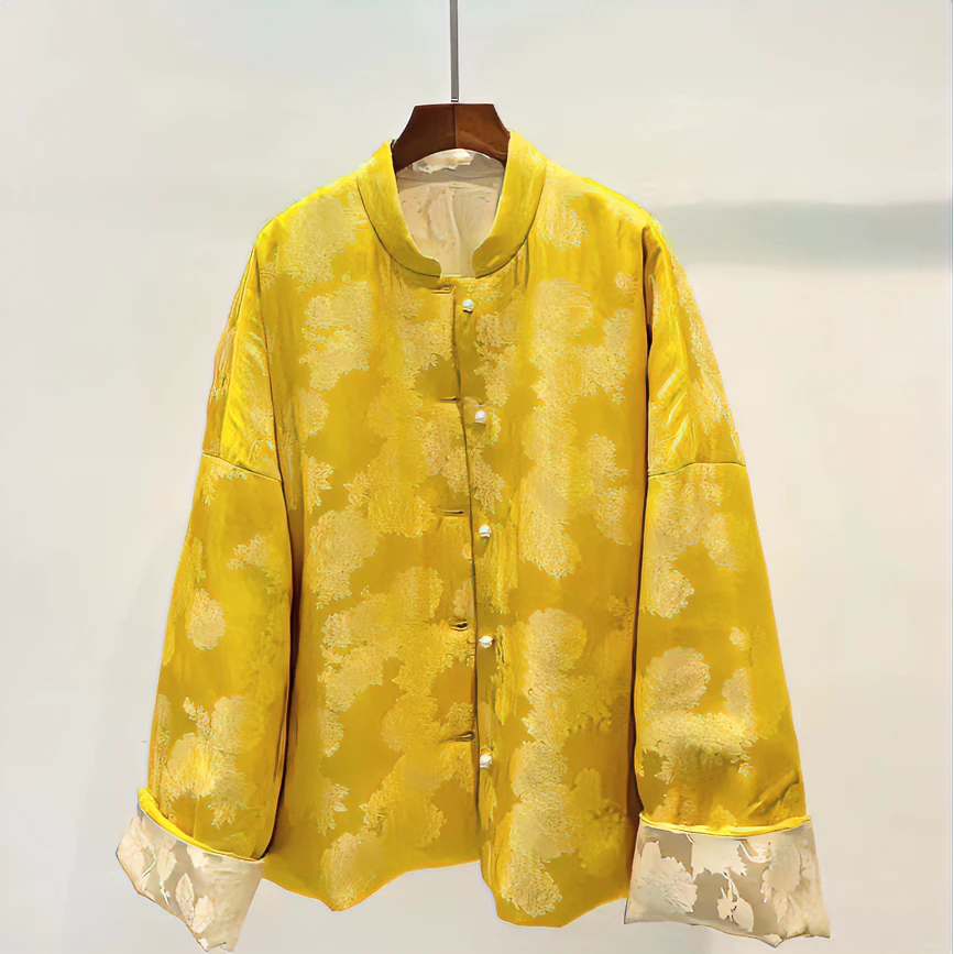 【DY1370棉服】樱美嘉双面穿桑蚕丝真丝中国风立领新中式宽松棉服