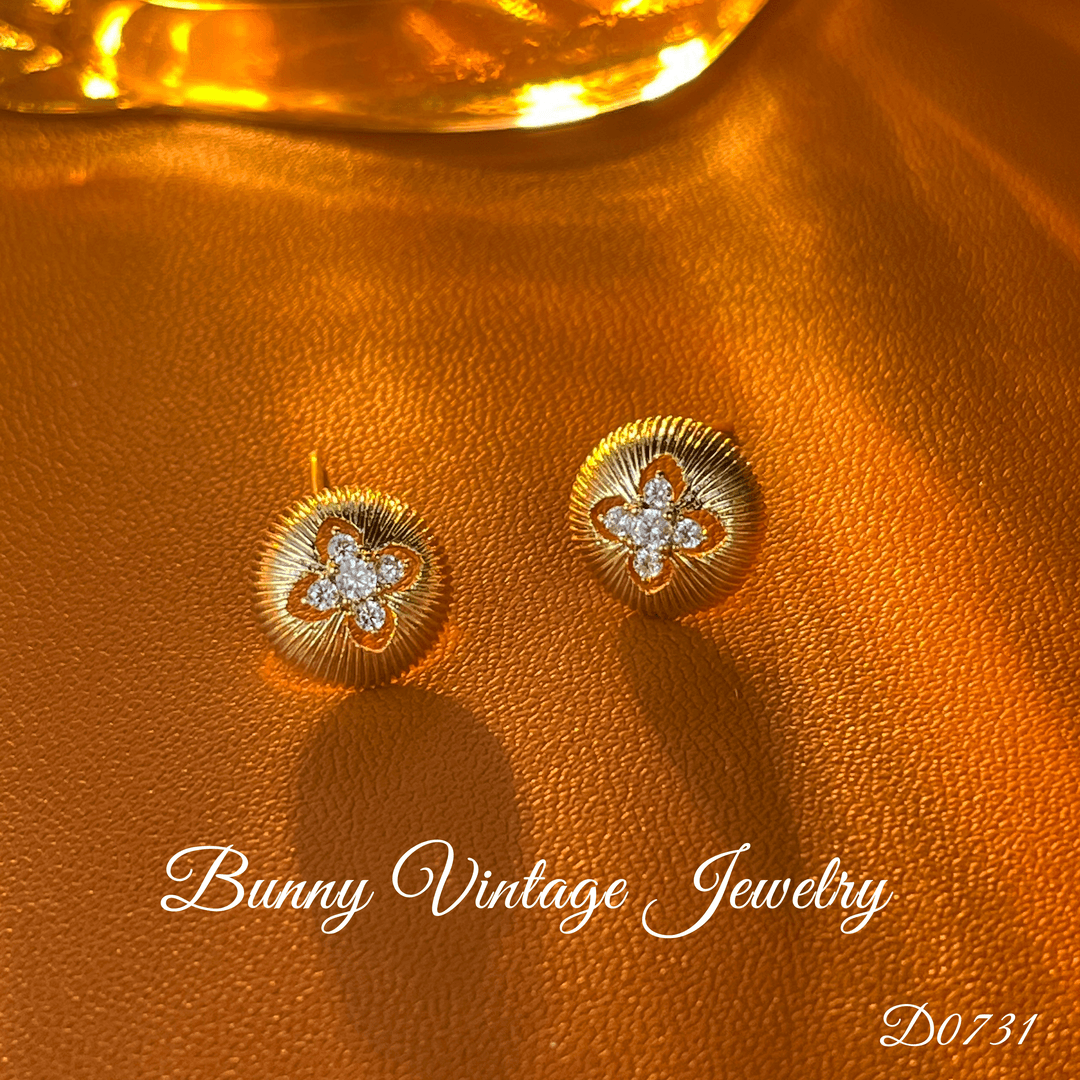 D0731  意★BQ Italy 布契系列vintage老花耳钉