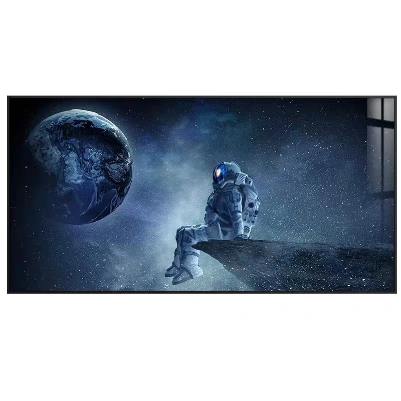 宇航员太空装饰画现代走廊铝合金边框格沙发背景画星空90180
