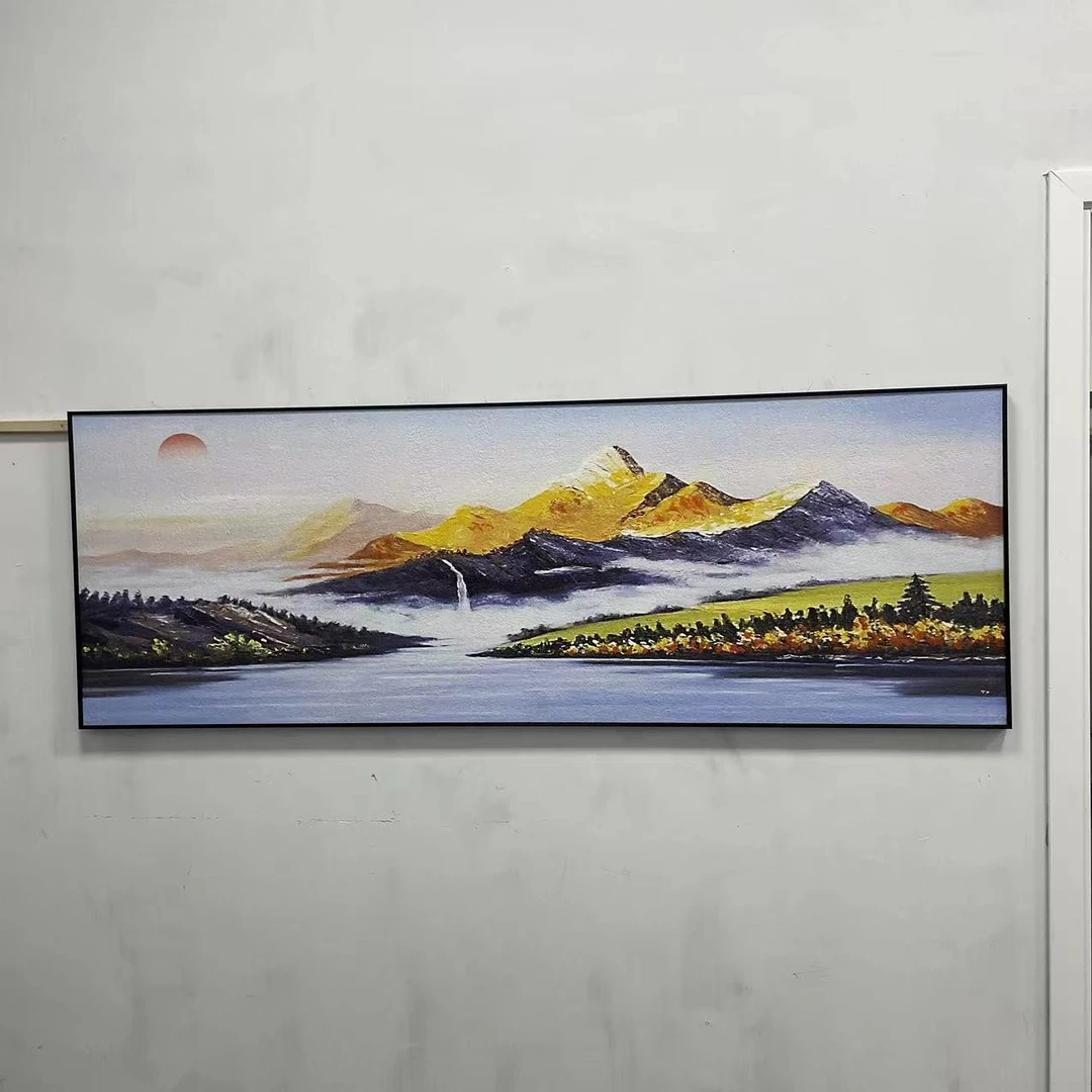 货手工砂岩装饰画风景客厅墙卧室餐厅玄关挂画金山草地70200