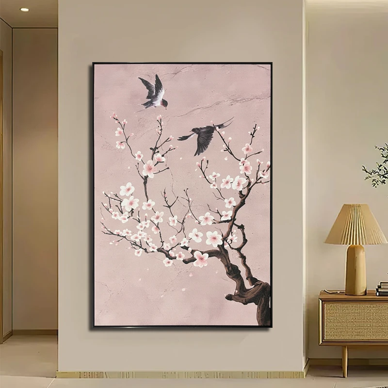 中式砂岩装饰画 铝合金边框玄关背景墙挂画 客厅卧室壁画花80120
