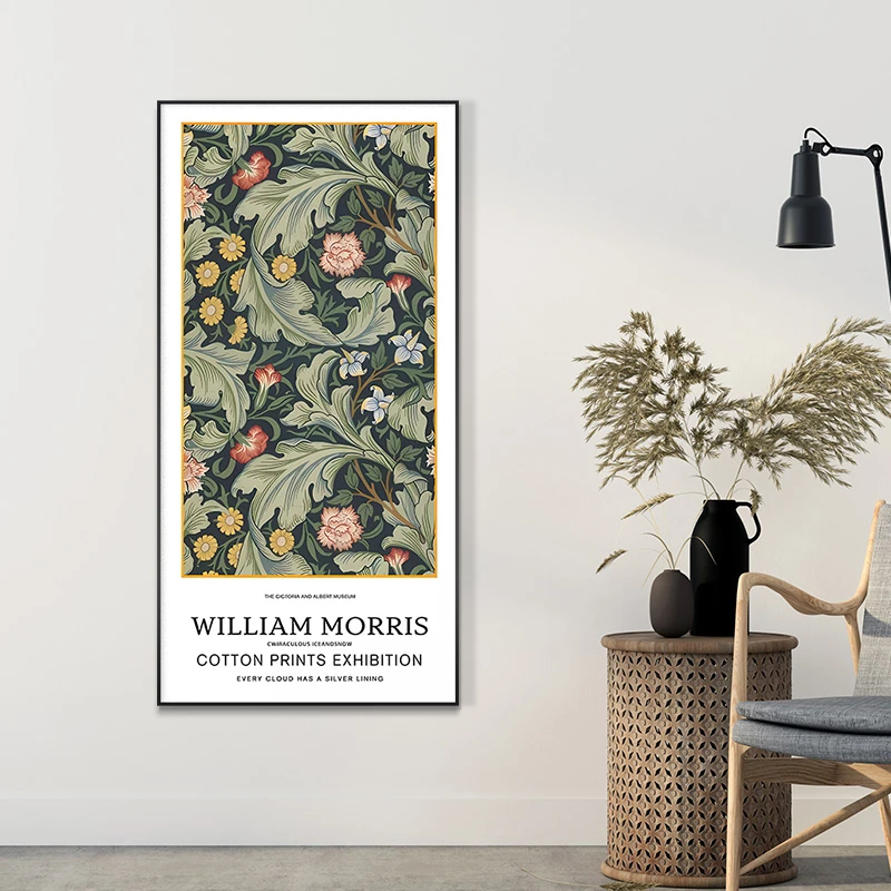 莫里斯挂画北欧楼梯走廊转角装饰画客厅过道原木风壁画60120