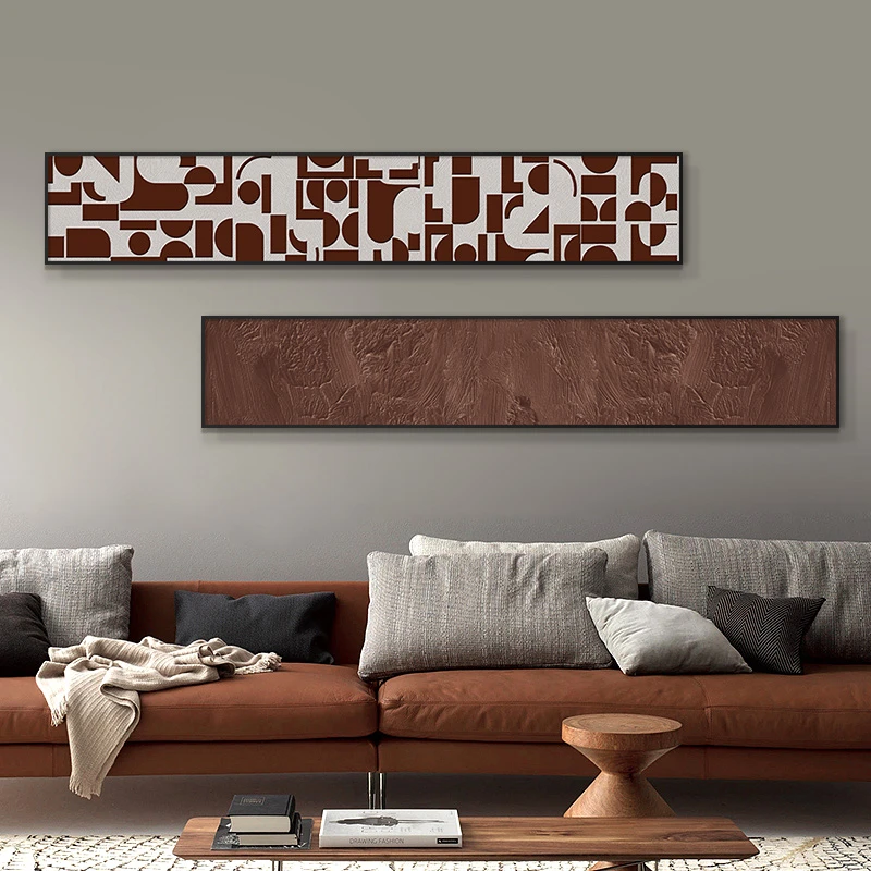 侘寂风格子抽象玄关沙发背景墙装饰画抽象两联20150