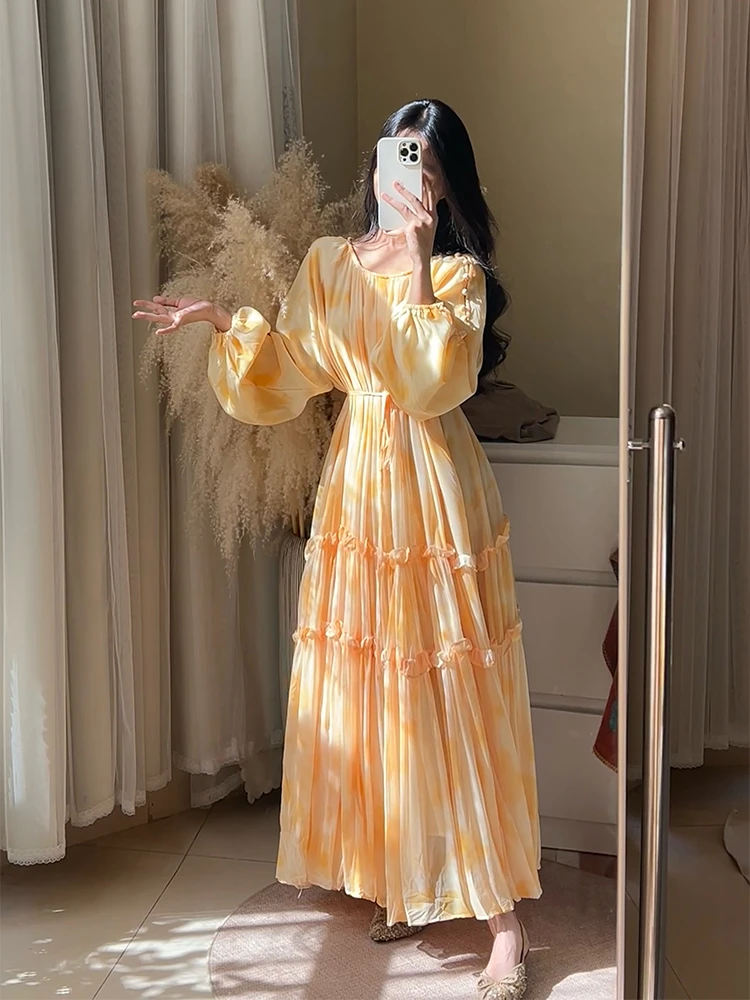 【ROUROU】仲夏玫瑰｜温柔风晕染风时尚仙女气质甜美连衣裙Ro-2478