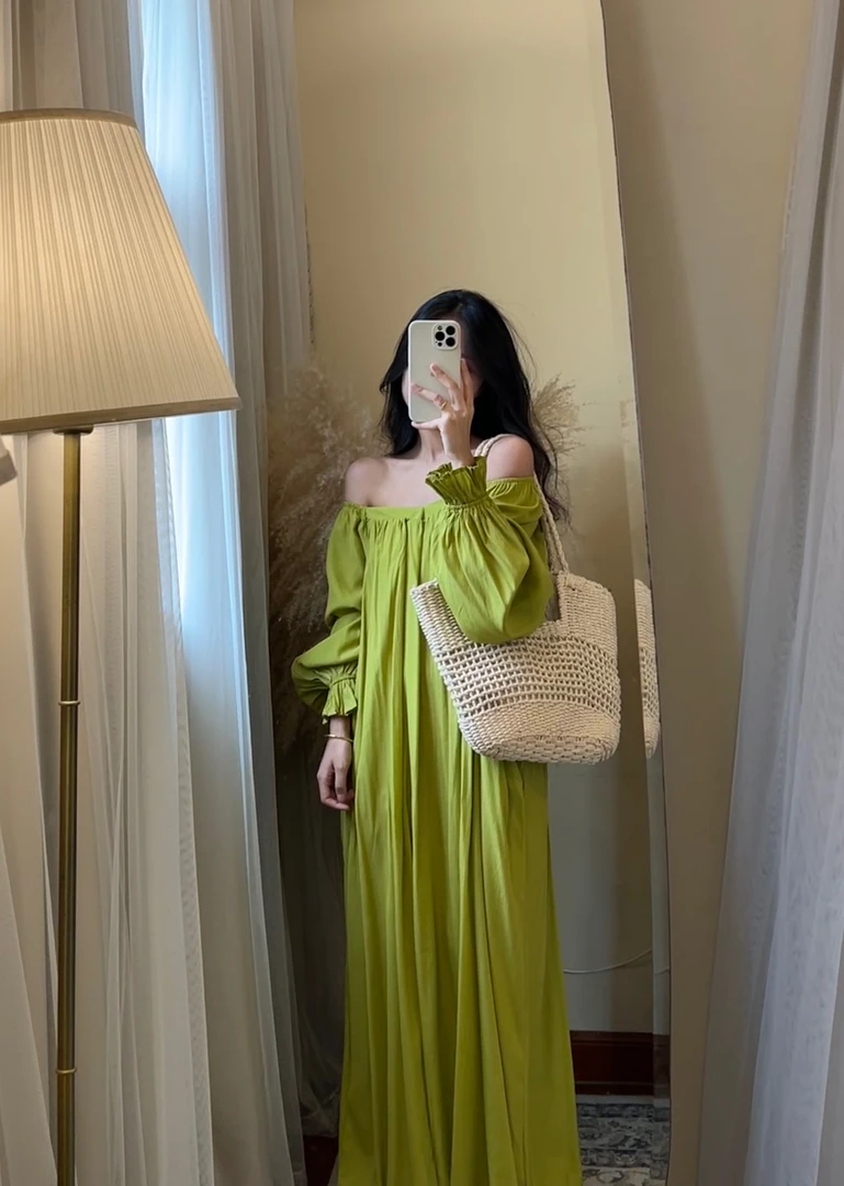 【ROUROU】露水薄荷｜法式慵懒小众宽松极简显瘦连衣裙Ro-2316