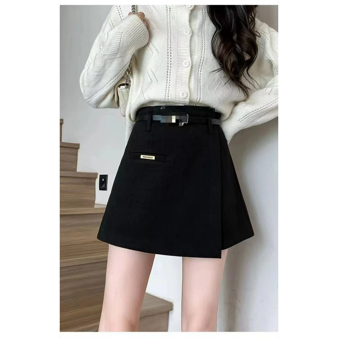 「国潮®原创」2024秋冬季新款毛呢裤裙外穿高腰显瘦a字百搭休闲裤裙