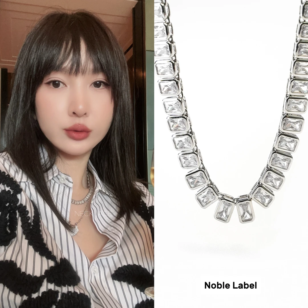 铜合金合成锆石项链 Noble.L满钻设计感项链气质小众简约超闪百搭