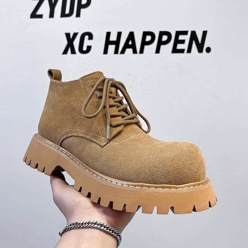 马丁靴男高帮德比鞋秋季大黄靴英伦厚底百搭男士大头复古大黄靴