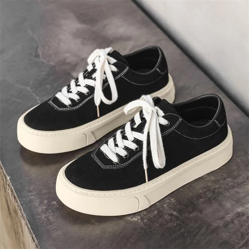 四季简约潮流磨砂皮橡胶大底软底防滑耐磨低帮圆头休闲鞋潮鞋6089