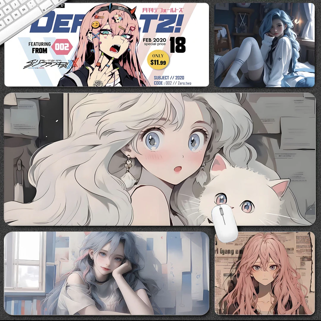 鼠标垫超大号电竞动漫二次元电脑键盘男女生办公室创意防滑桌垫子