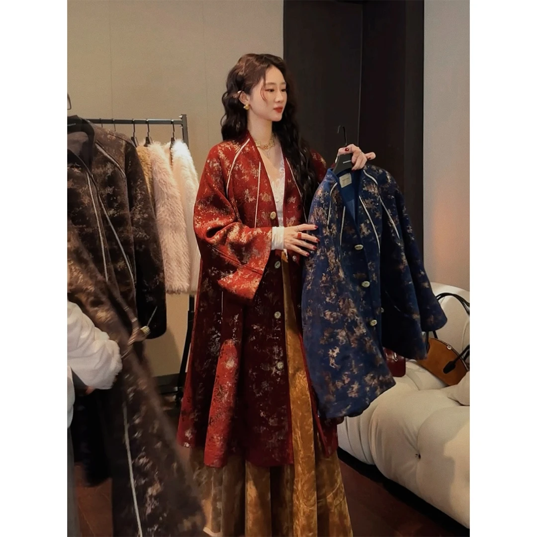 【樱木花菜专享】三吉黑花【金玉棠】国风新中式外套女秋冬季独特