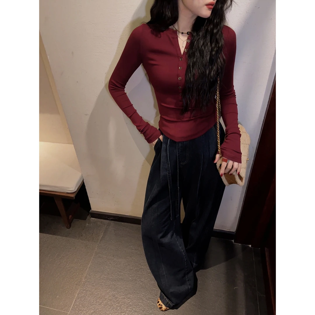 三吉黑花【肆意巡回】老钱风牛仔裤女2024新款今年流行微喇叭裤子