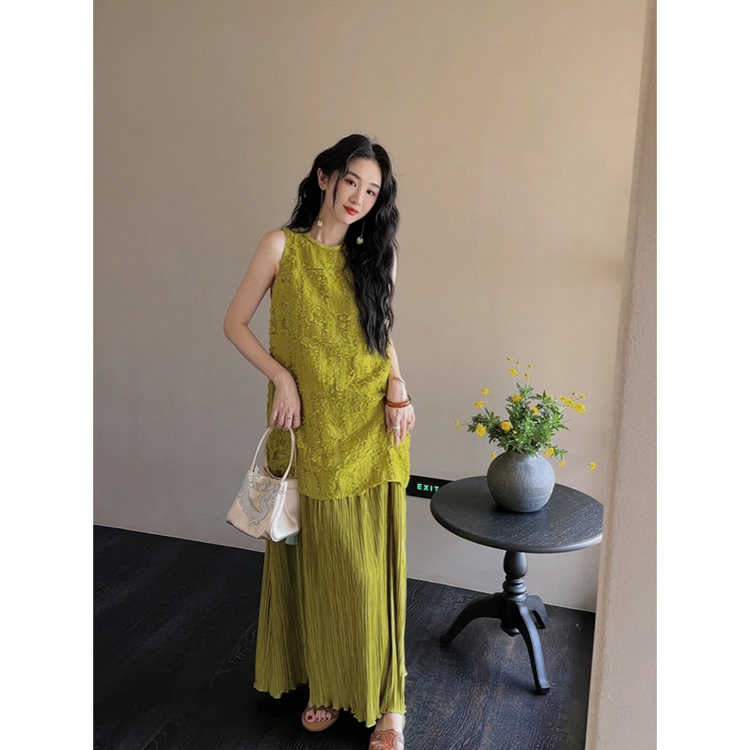 【慧玲专属】三吉黑花【簪花】南法度假风连衣裙子夏季新款套装裙