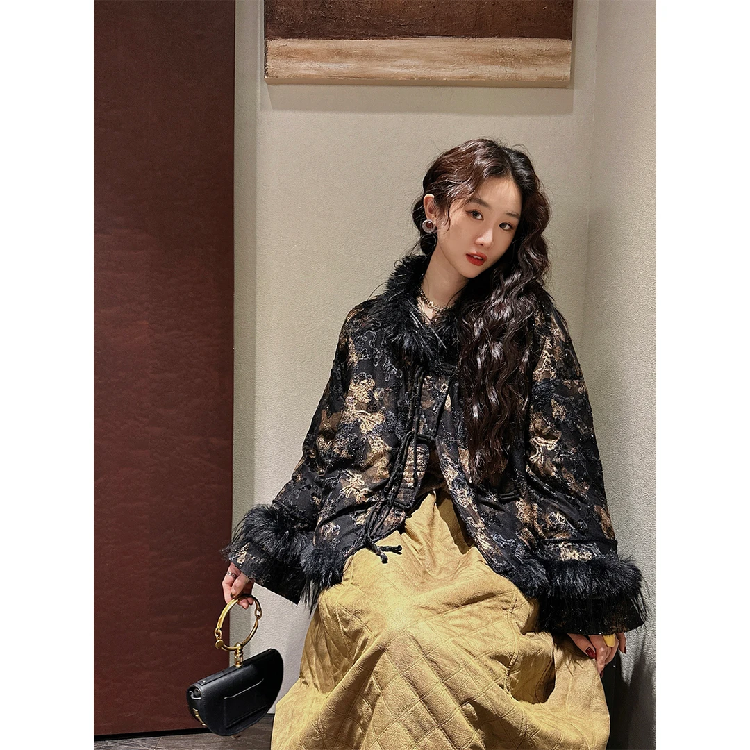 三吉黑花【枕雪】国风新中式羽绒服女款冬季2024新款新国标充绒潮