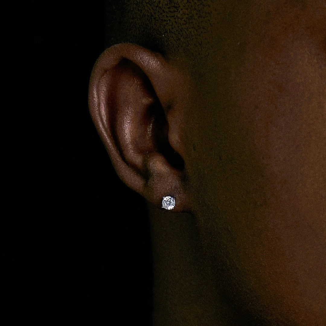 925银耳饰 纯银男士闪锆耳钉八心八箭个性轻奢爆闪耳环免摘韩版潮