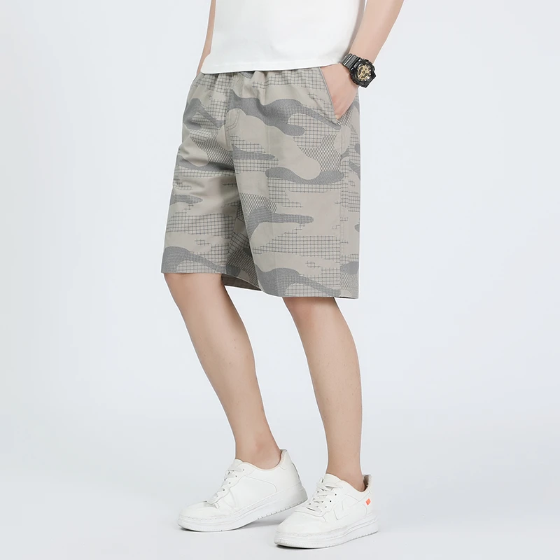 全棉运动夏季男士五分跑步宽松外穿大裤衩男夏装迷彩沙滩休闲裤子