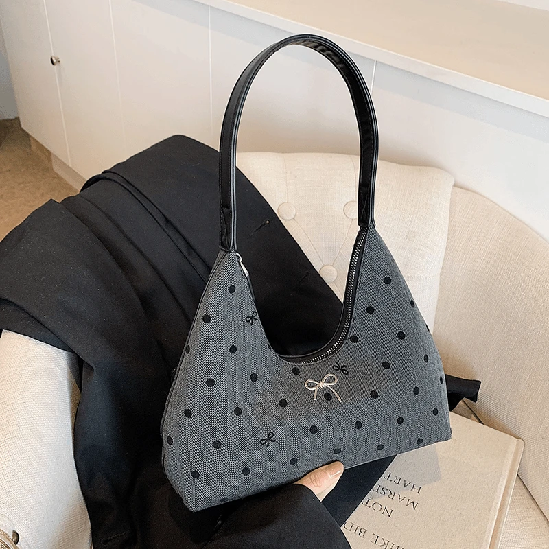 蝴蝶结时尚小众设计单肩包网红洋气休闲百搭冬季波点小包包腋下潮