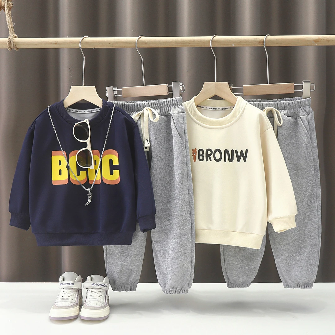 新款儿童套装秋季男女童韩版卫衣卫裤两件套宝宝休闲宽松潮范套装