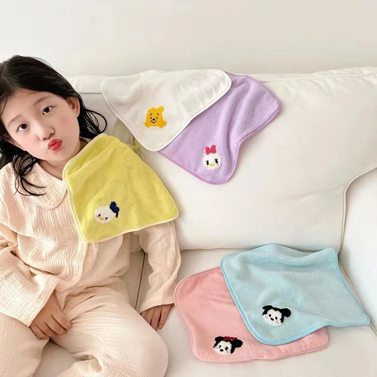 儿童毛巾家用柔软吸水不掉毛珊瑚绒洗脸擦手方巾可挂式