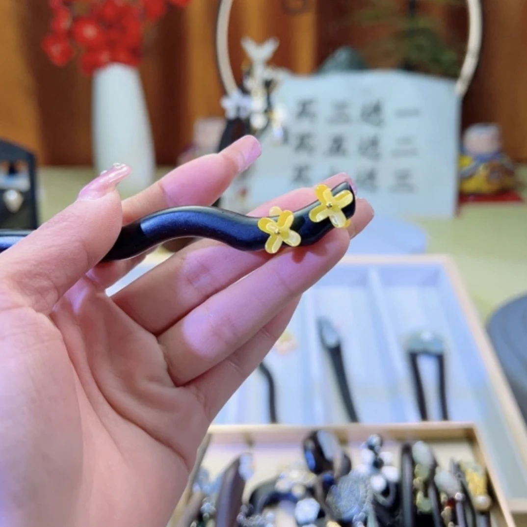 18厘米黑檀木发簪简约精致百搭新中式日常