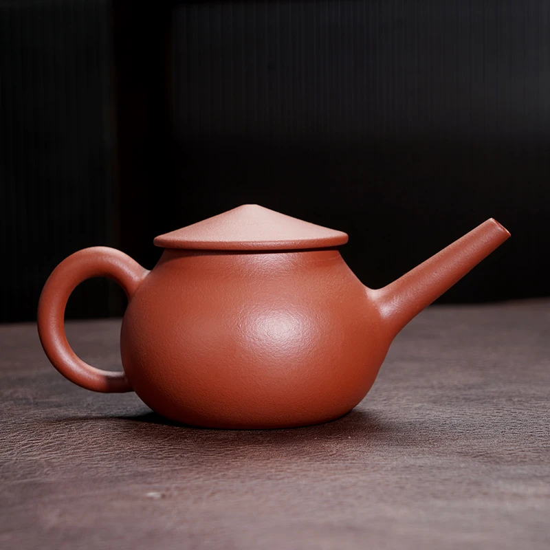 宜兴名家紫砂壶 手工原矿大红袍渔翁壶家用泡茶壶150毫升礼盒装