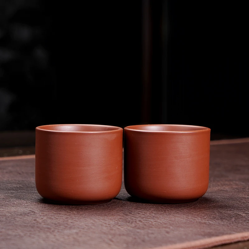 朱泥紫砂主人杯品茗杯大红袍圆杯家用对杯小口杯