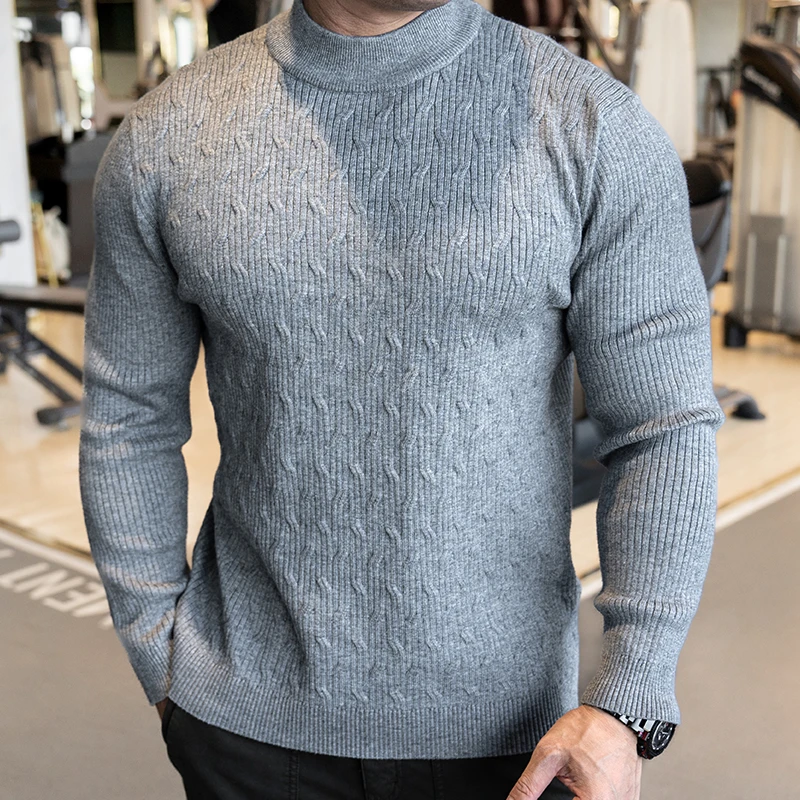 2024新款男士运动休闲长袖打底针织衫长袖秋冬厚款毛衣圆领百搭款