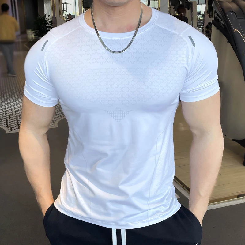 夏季新款男士运动健身上衣跑步训练衣服短袖T恤速干衣男休闲百搭