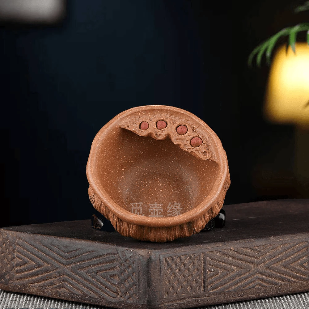 宜兴紫砂原矿降坡泥仿生器莲子杯普洱杯主人杯纯手工100ccA01