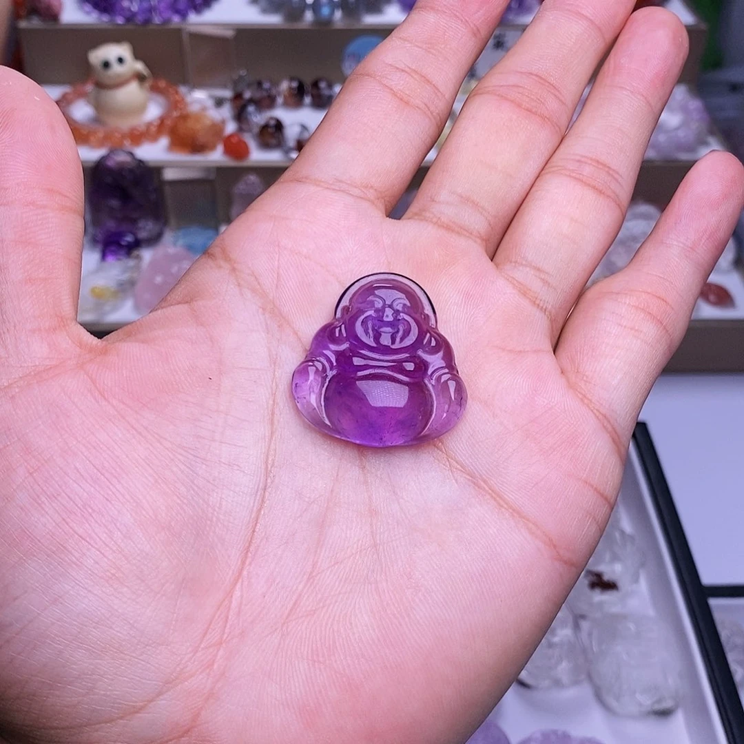 水晶手串未镶嵌紫水晶佛公吊坠