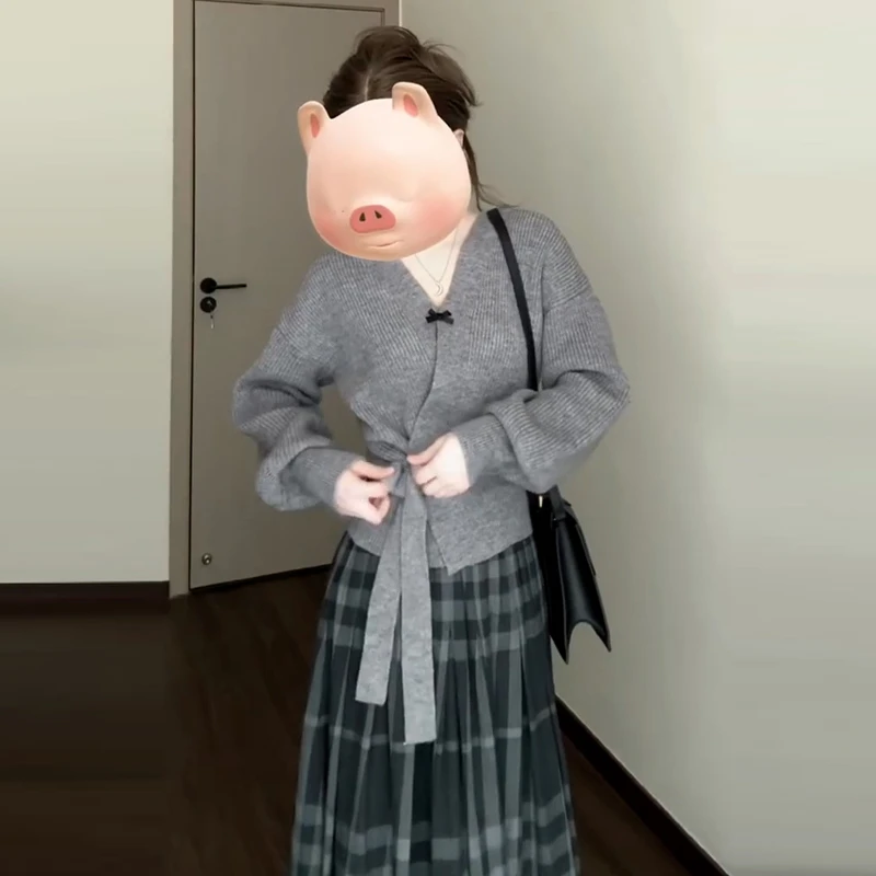 6827入春韩系穿搭一整套新款深秋初春季毛衣连衣裙子套装女高级感