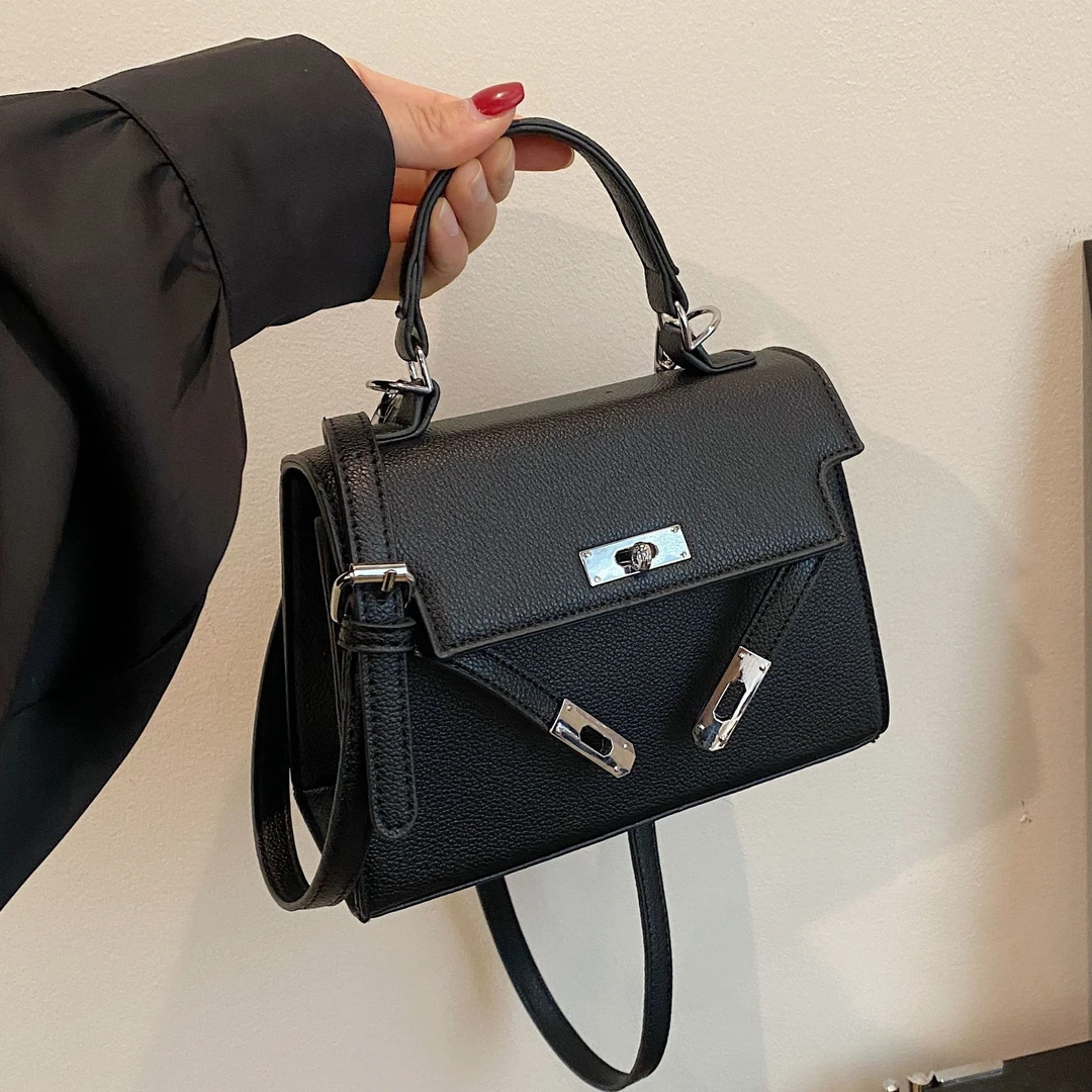 小众设计手提女包包夏天2024新款黑色简约铂金包百搭单肩包斜挎包