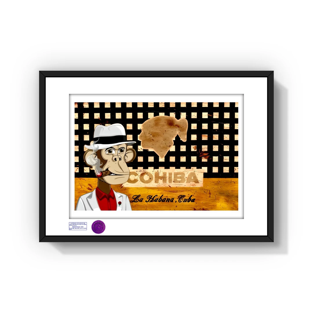 S5h正品限量潮流艺术版画雪茄吧会客厅装饰画 高希霸Cohiba无聊猿